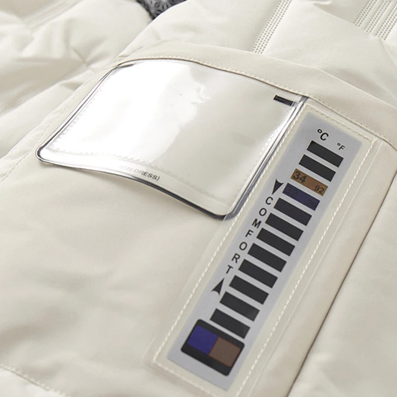 Elegant Women’s Quilted Winter Coat – Waterproof and Windproof Jacket with Detachable Hood for Cold Weather