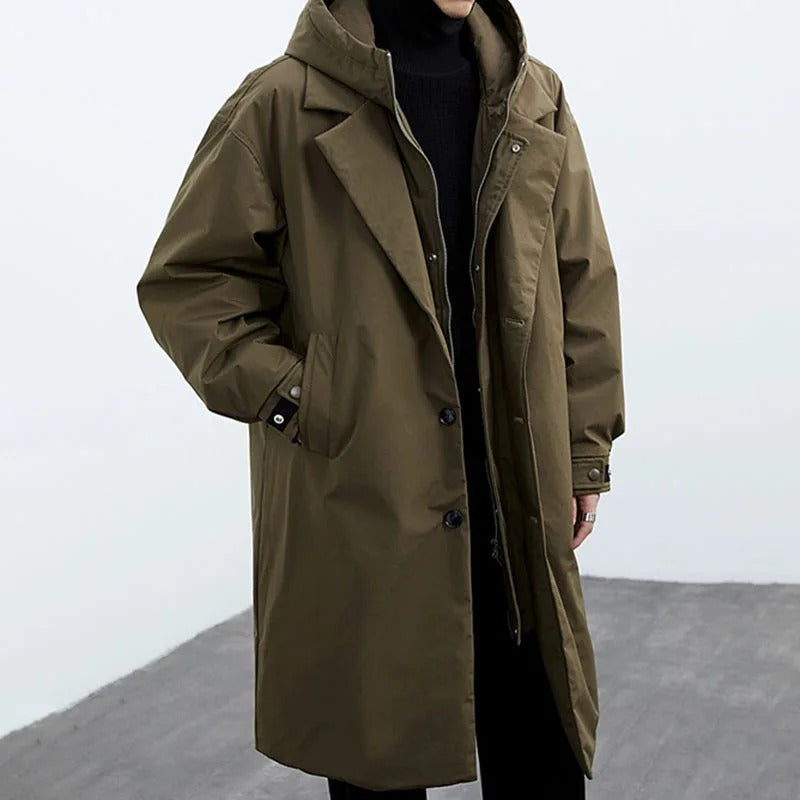 Harold | Warmer, wasserdichter Herren-Trenchcoat – Elegantes Steppdesign