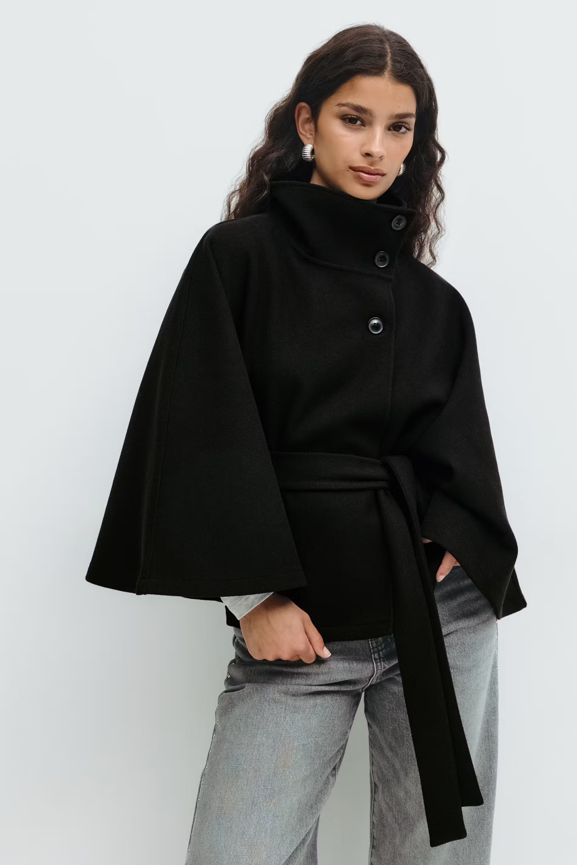 LorezaCape | Elegant Chic Women's Winter Cape Coat with High Collar
