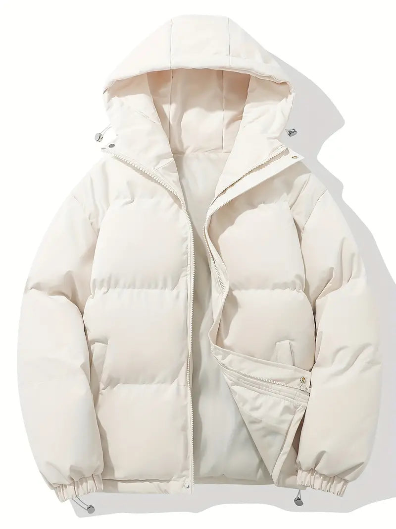 Men's Hooded Puffer Jacket with Down Insulation